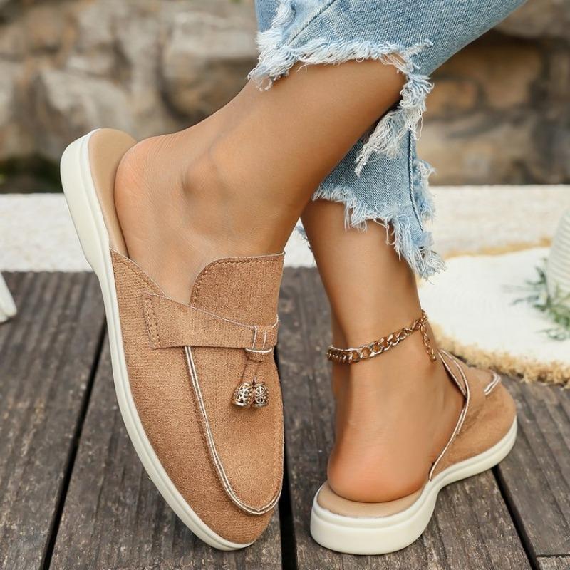 Women's Spring New Women's Wrap Head Half Drawback Wearing One Pedal Muller Lazy Shoes Casual Half Drawback