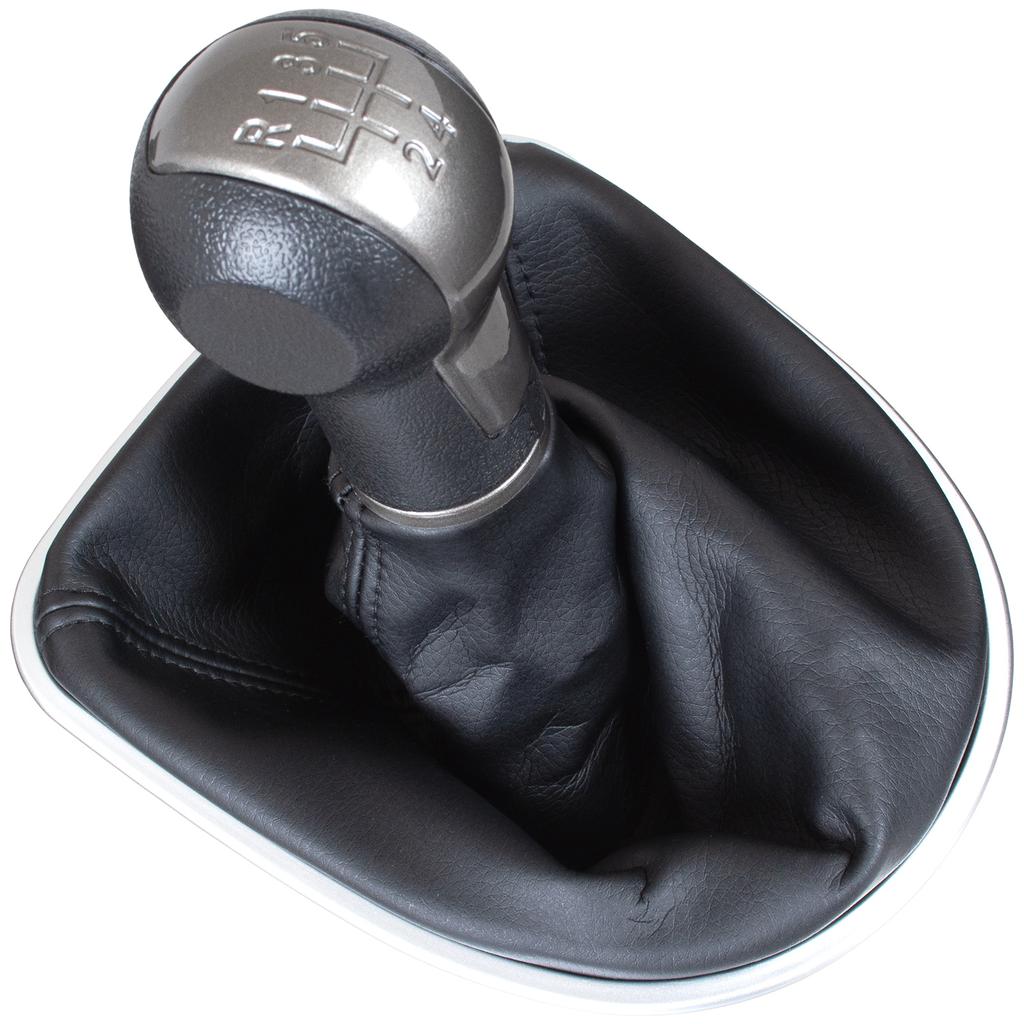 Seat Leon II 2005- SCHWARZ-BEIGE Schalthebelknauf + Manschette mit CHROM-Rahmen 5 Gänge