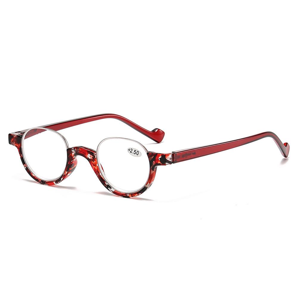 Fashion Half-Frame Reading Glasses Women'S Anti-Blue Reading Glasses Round Reading Glasses