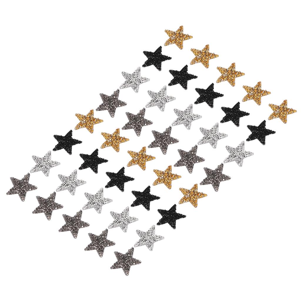 40Pcs Iron On Patches Rhinestones Star Pattern Delicate Decorative Cloth Patches 4 X 4cm