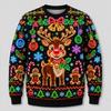 Maglione Brutto di Natale con Stampa al Neon per Uomo Moda Festiva Manica Lunga Felpe per Riunioni Pullover Oversize Casual