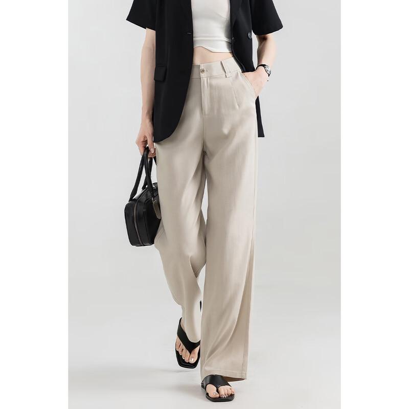 MengShuYa Women's High-Waist Tencel Linen Relaxed Straight-Leg Pants