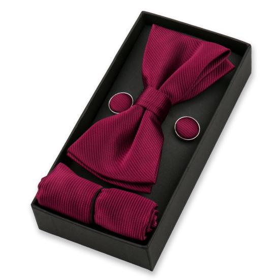 1 Set Men Bow Tie Kit Solid Color Bow Tie Kerchief Cufflinks Set Weddings Business Events Outfit Accessories