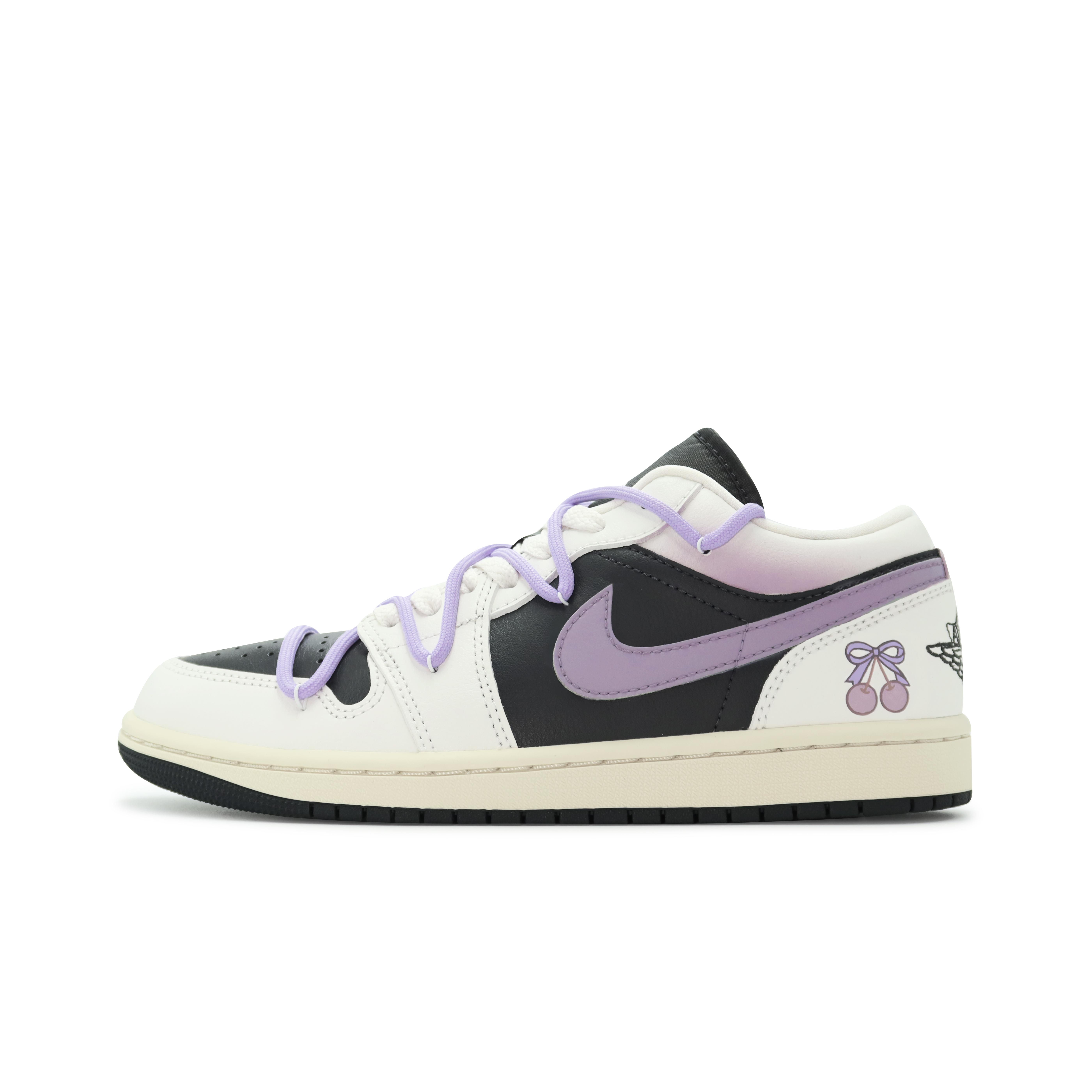 

Jordan Air Jordan 1 Low Abrasion Resistant Breathable Cushioning Low top Vintage Basketball Shoes Women s Black Purple DC0774-001(Team186-) 36.5