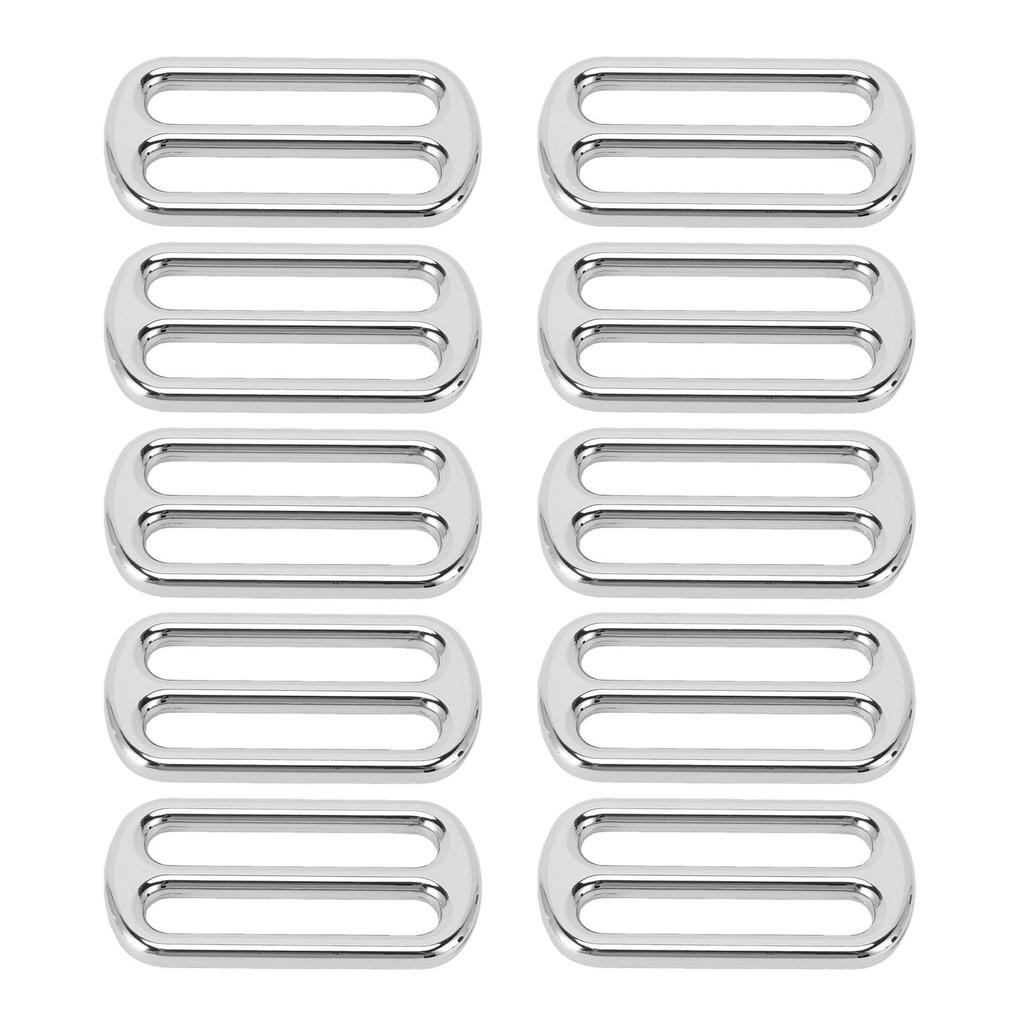 10PCS Webbing Buckles Strap Slide Adjuster Zinc Alloy Buckle for Clothing Backpack Belt Silver 49x26mm