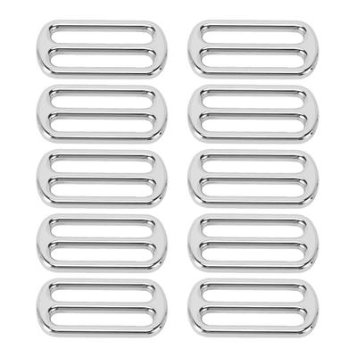 10PCS Webbing Buckles Strap Slide Adjuster Zinc Alloy Buckle for Clothing Backpack Belt Silver 49x26mm