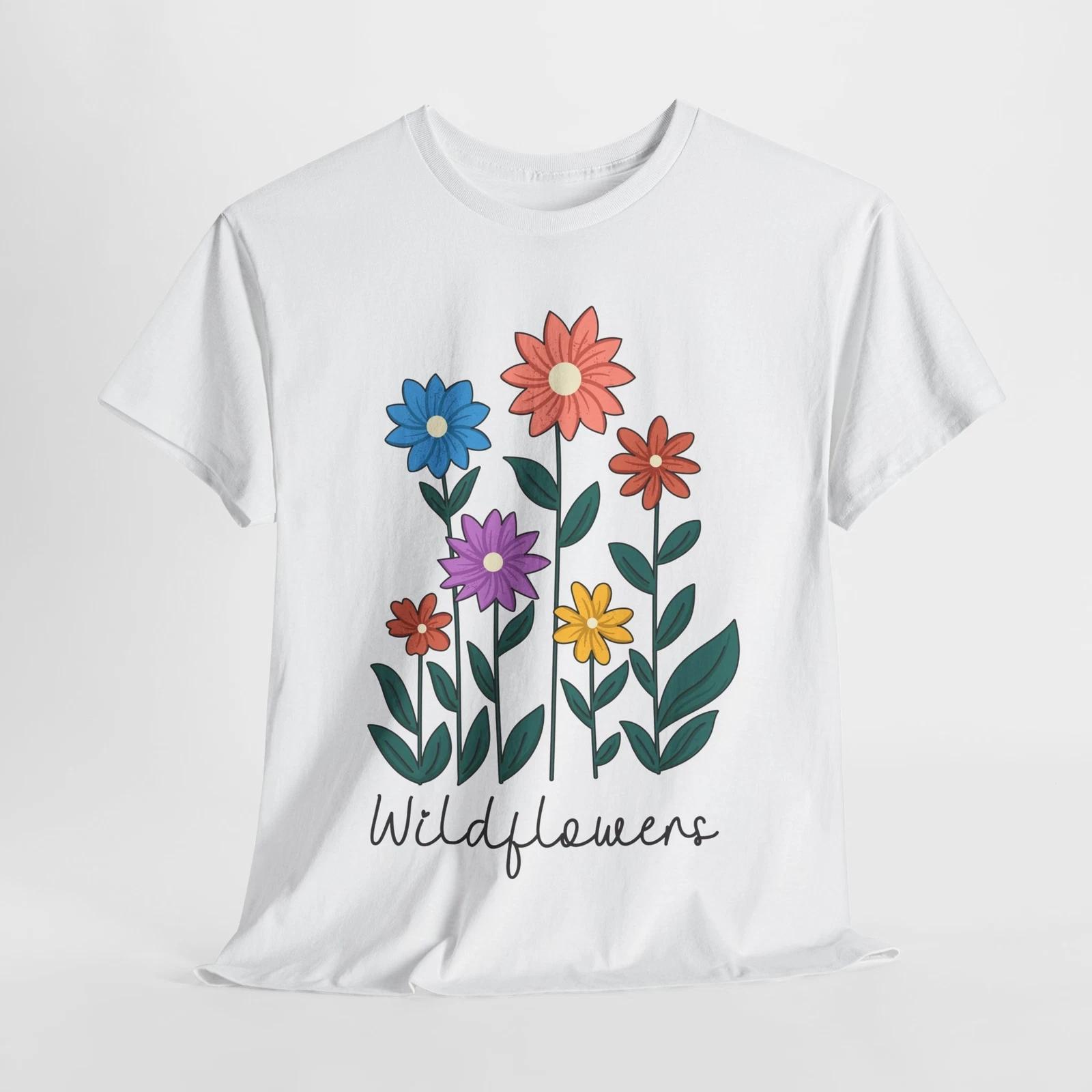 Wildflowers Shirt | Nature Lover T-Shirt | Spring Blossoms & Fresh Air Tee M