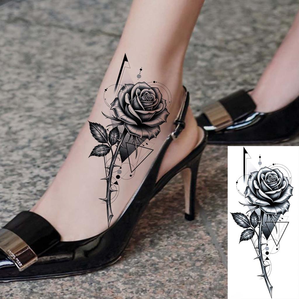 1 Blatt Totenkopf Schmetterling Rose Temporäre Tattoos Für Frauen Männer Hände Fuß Nacken,Temp Fake Tattoo Aufkleber Langanhaltend Wasserdicht