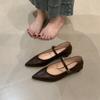 Pointed Mary Jane shoes women's shoes autumn 2025 new shallow mouth versatile thick heel with skirt one-word belt single shoes