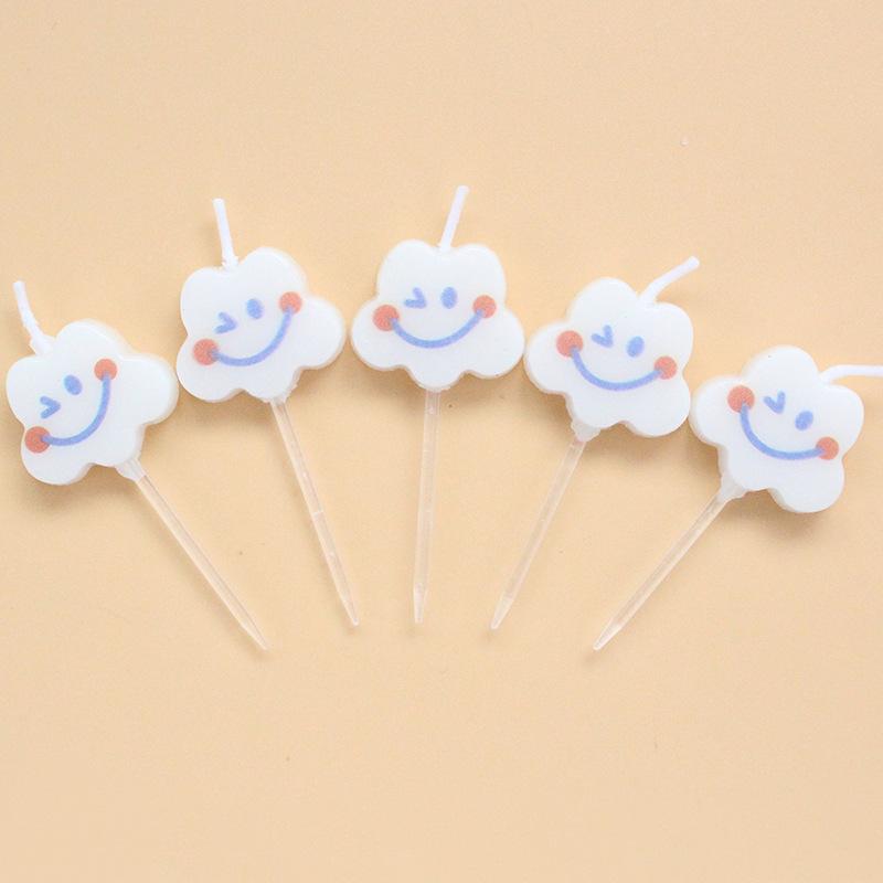 Cute Cloud Smile Birthday Cake Candle Korean Ins Creative Children's Party Decoration 5 Candles