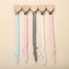 New Baby Pacifier Chain Clips Wood Heart Beech Clips Infant Dummy Holder Teething Chain for Care Soother Chew Toys Shower Gift