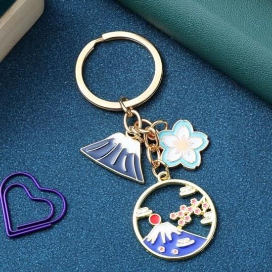 FOMIYES 5-piece Wind Mount Fuji Cherry Blossom Keychain Key Decoration Accessory Car Backpack