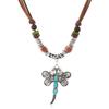 New 1-piece set of personalized fashion wax thread beaded wooden beads dragonfly necklace new G