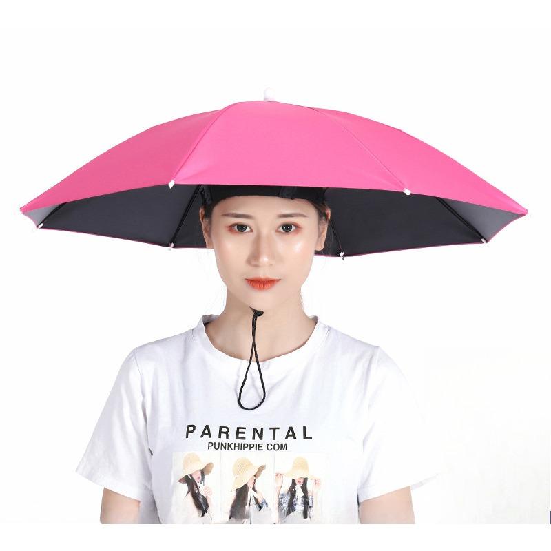 

1 шт./ 2 шт. Шляпа-зонт от солнца с опущенными полями, Взрослая шляпа-зонт, Зонт, надеваемый на голову, Мужской и женский уличный складной зонт от солнца 1pc розовый