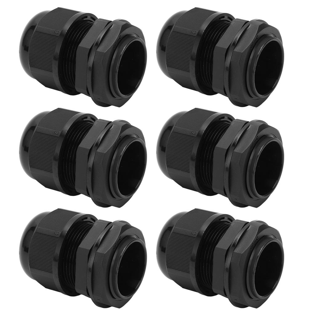 6PCS Set PG IP68 Waterproof Connector Cable Glands Black for 12‑18mm Wire for Household Outdoor