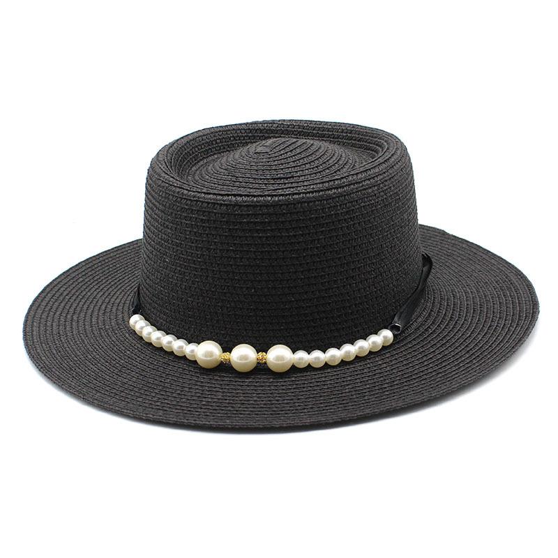 Straw Hat Women'S Summer Concave Top Top Hat Seaside Vacation Pearl Beach Hat Internet Celebrity Straw Hat Sun Hat