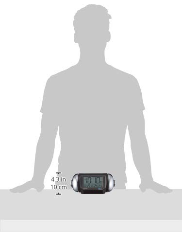 Seiko Clock PYXIS 01 Alarm Clock, Radio-Controlled, Digital, Loud, Black Metallic, Dimensions: 9.8 x 22.2 x 12.5 cm, BC401K
