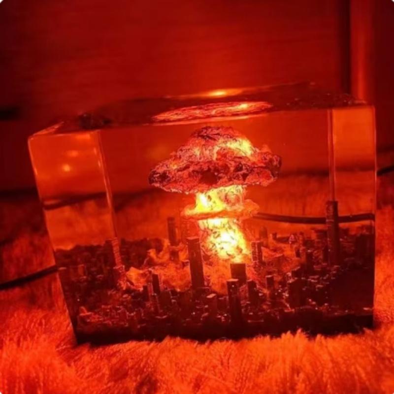 Atomexplosion Bombe Atompilzwolke Lampe Flammenlose Lampe für Hof Wohnzimmer Dekor 3D Nachtlicht Wiederaufladbar