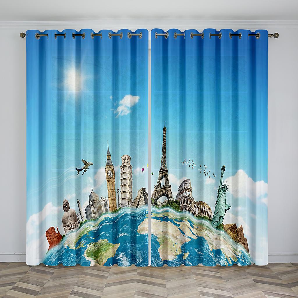 Luxus-Design abstrakte geometrische Kunst Rot Schwarz Moderne 2 Stück Kostenloser Versand dünne Fenster Vorhang für Wohnzimmer Schlafzimmer Dekor