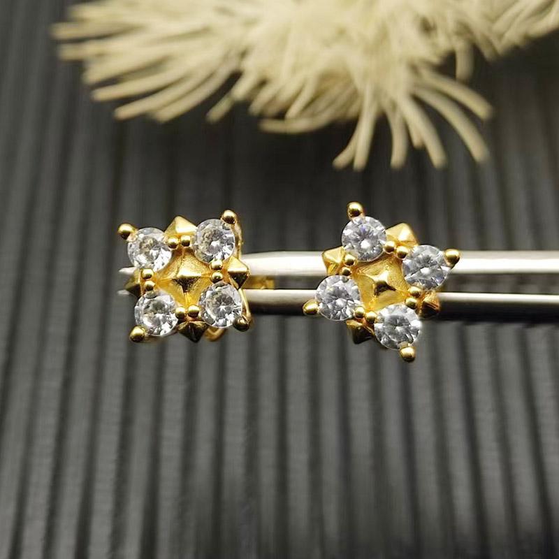 High Quality Classic Fashion Jewelry Trendy David Yurm Sparkling Zircon 24K Gold Plated Original Logo Earrings Gift