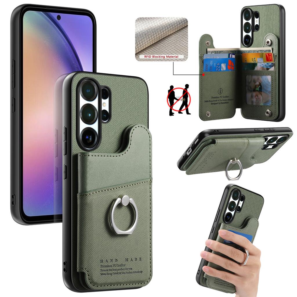 Luksusowy portfel z wzorem kowbojskim, uchwyt na pierścień, skórzane etui do Samsung S25 Ultra S24 Plus S23 A17 A07, gniazdo na kartę RFID, etui z podstawką