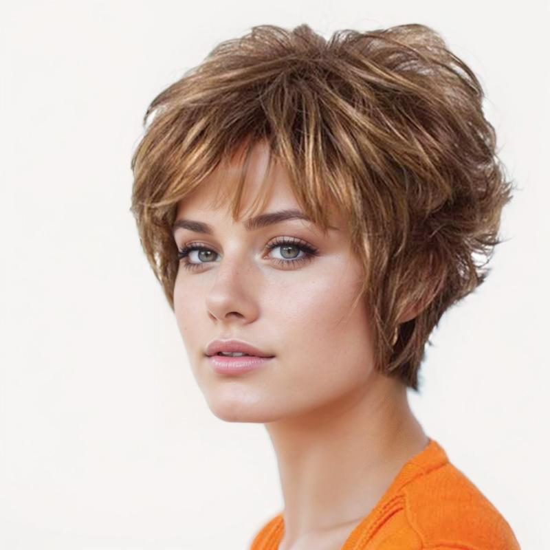 Women’s Natural Looking Short Curly Wig Heat-Resistant Synthetic Fiber Curly Full Wig