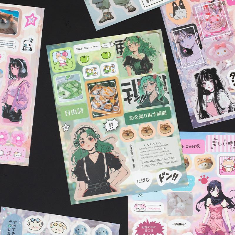 45Pcs//Book Ancient Comic Style Material Handbook Decorative Stickers Guka Stationery For Hand Account Cutting Film Sticker Book