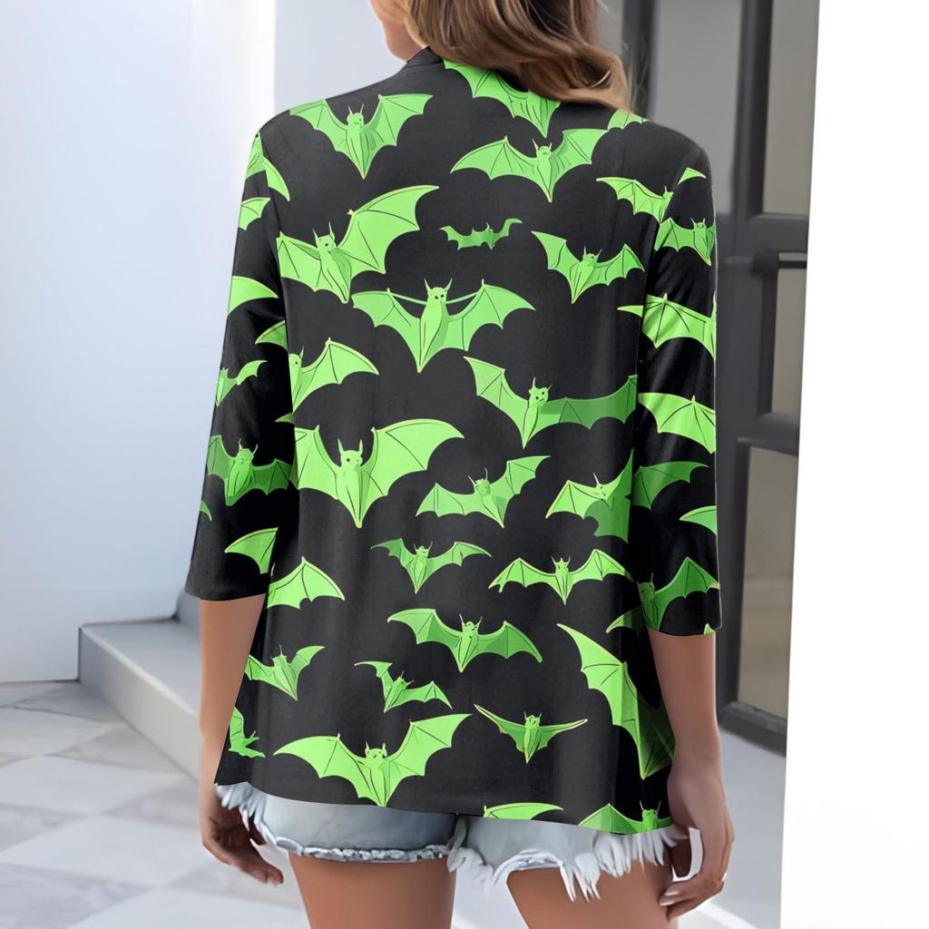 Women's Fashionable, Casual, Comfortable Halloween Print Cardigan Jacket