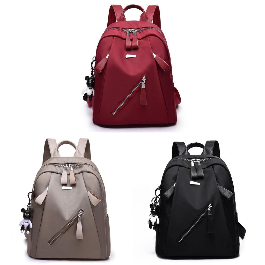 Nylon Backpack For Teens With Color Block Design And Travel Use