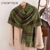 Scarf Women'S Winter Imitation Cashmere Plaid Fashionable And Versatile Warm Student Ins Tassel Shawl