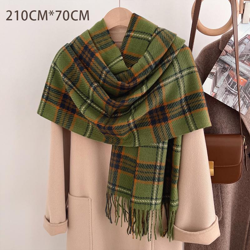 Scarf Women'S Winter Imitation Cashmere Plaid Fashionable And Versatile Warm Student Ins Tassel Shawl