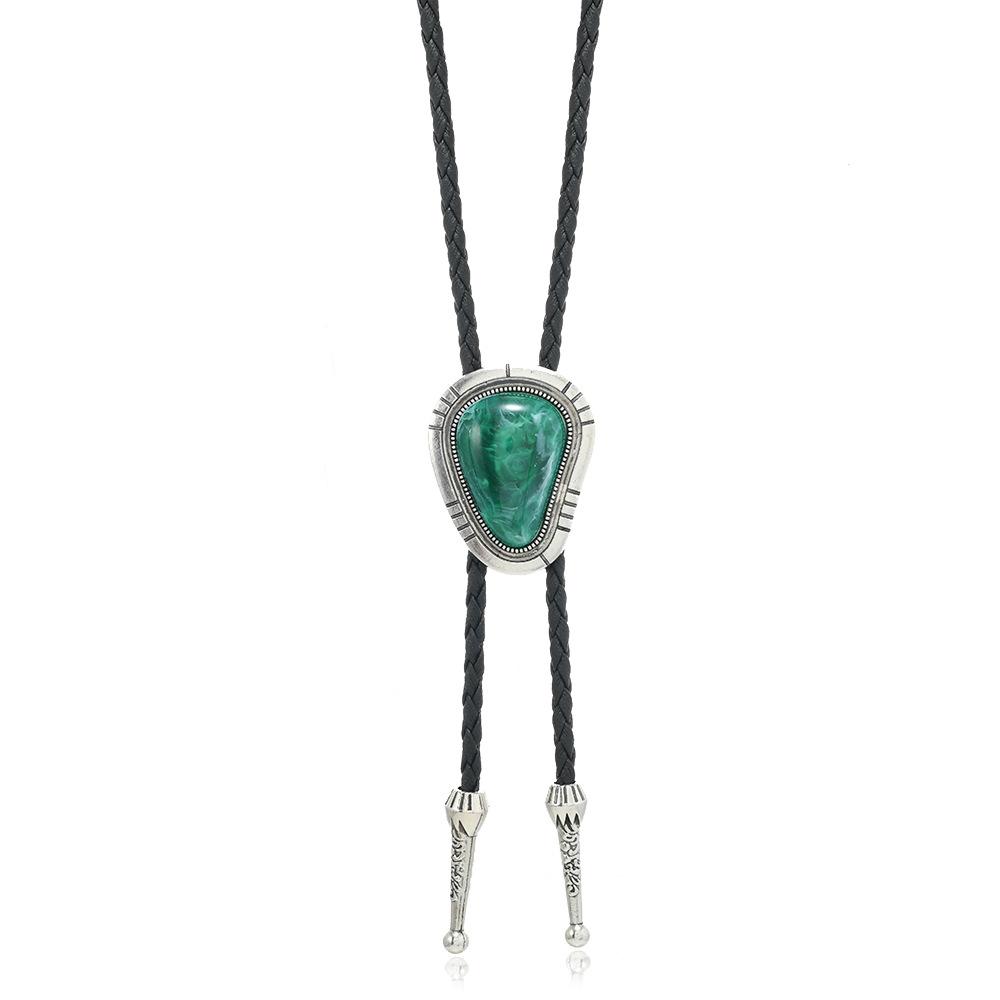 Westliche Bolo Krawatte für Männer Frauen Vintage Stein Anhänger Leder Seil Halstuch Cowboy Lässig Party Hochzeit Bühnenauftritt Kostüm Zubehör