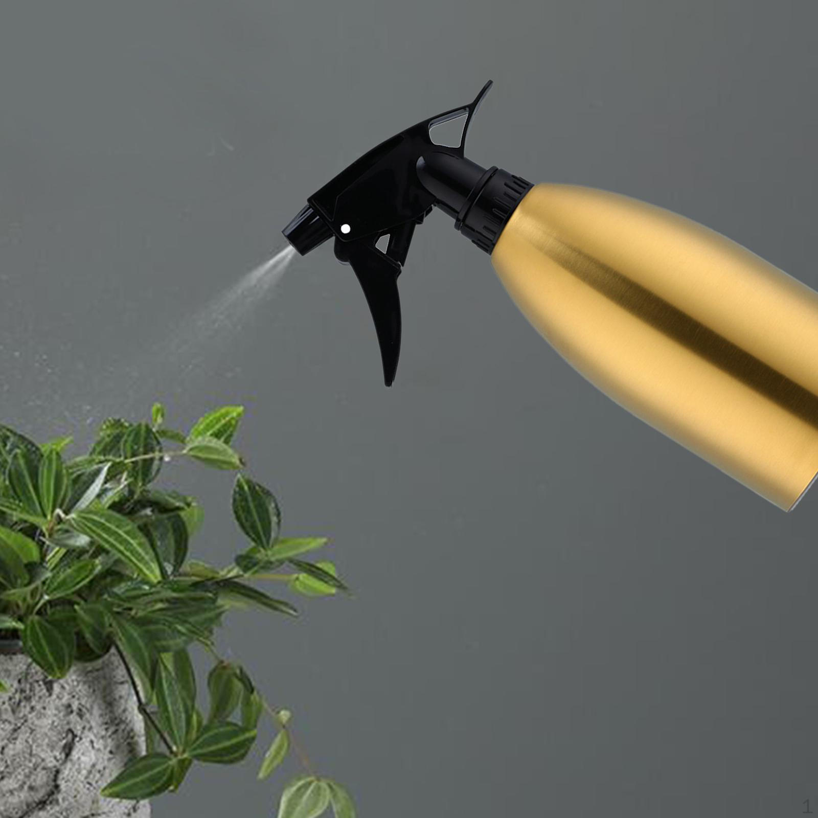 500ml Portable Stainless Steel Spray Bottle Multifunction Empty for Watering Cars, oro