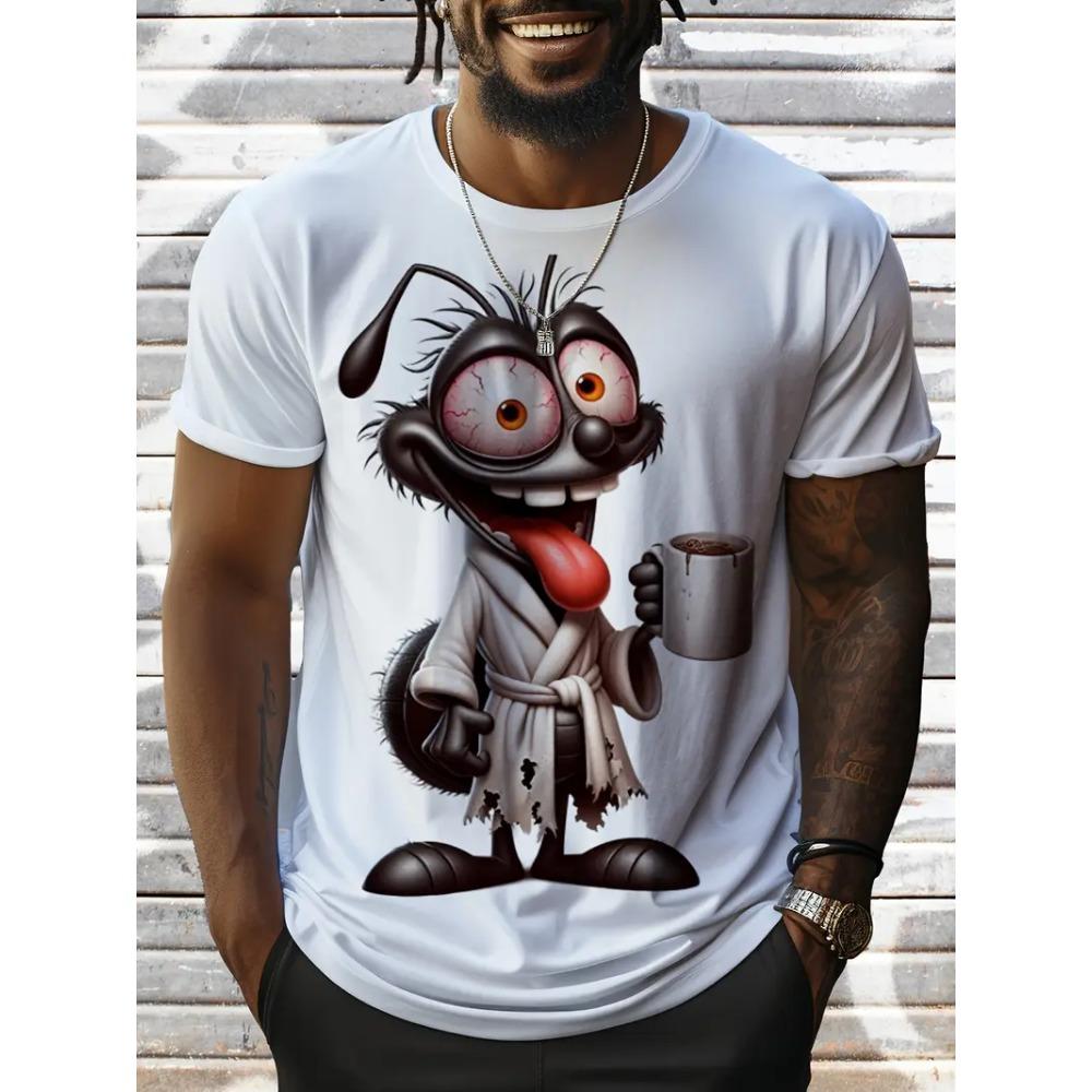 Sommer Herren Outdoor Freizeit Atmungsaktives T-Shirt Kurzarm Cartoon Tier 3D Gedrucktes Muster Groß Übergröße Locker Herren Kinder T-Shirt