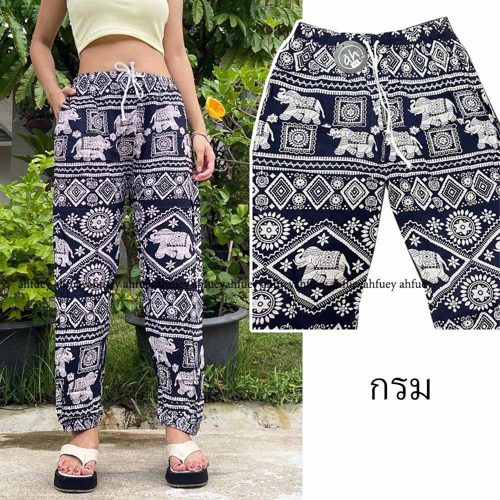 Elephant Pants Long Adjustable Elastic High Waistband Strap Jumper  Unisex Man Women Print Thailand Casual Streetwear Beach Bohemian Retro Vintage