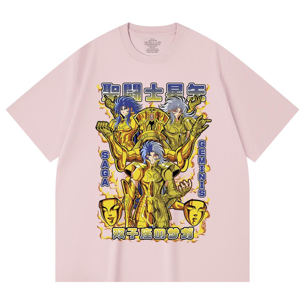 230 g/m² 100 % Baumwolle Saint Seiya V21 Zwilling Druck Unisex Schweres Baumwoll-T-Shirt