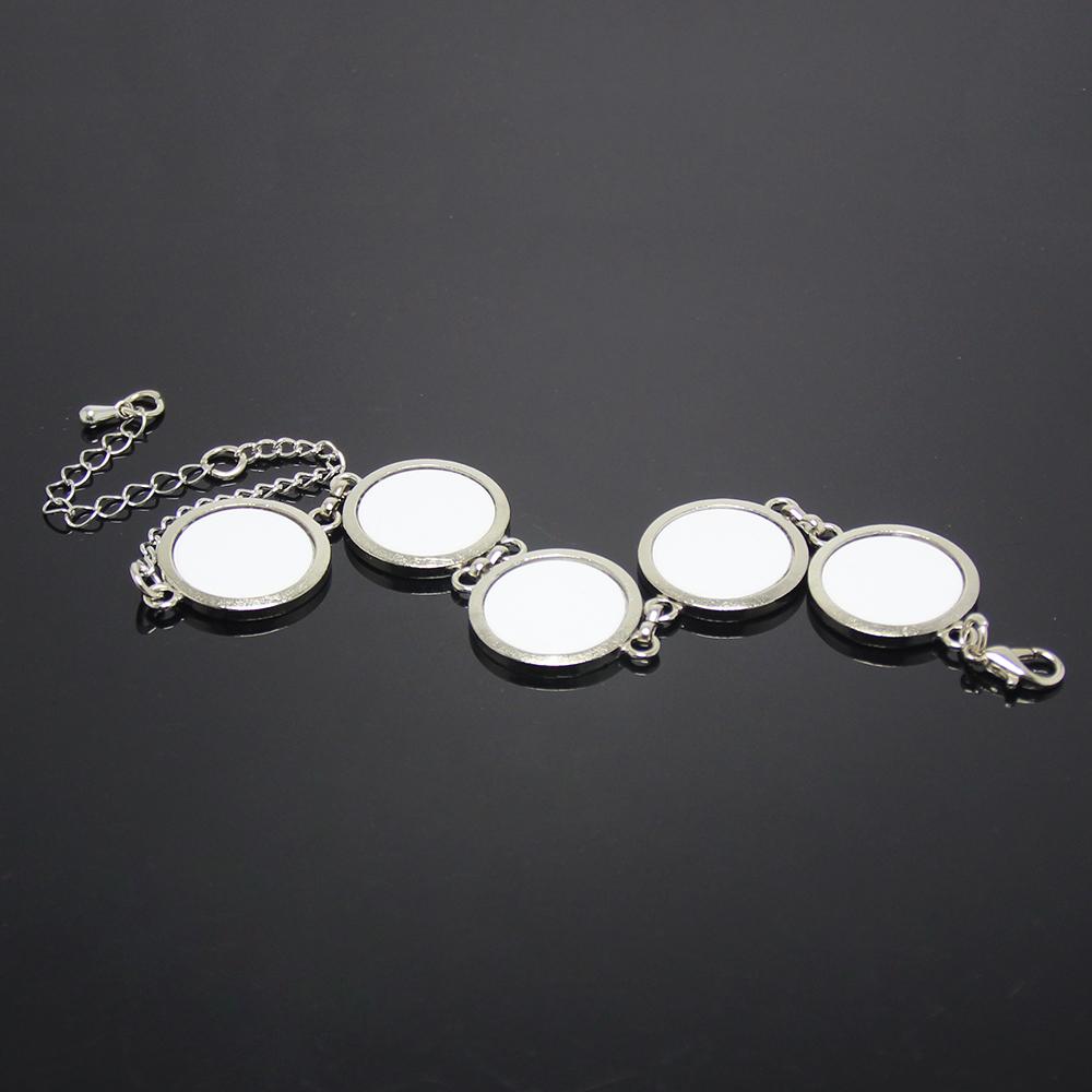 DIY Sublimation Ornament White Bracelet Pendant Jewelry Wedding Love Souvenir Gifts Round Metal Sublimation Blank Charm Bracelet