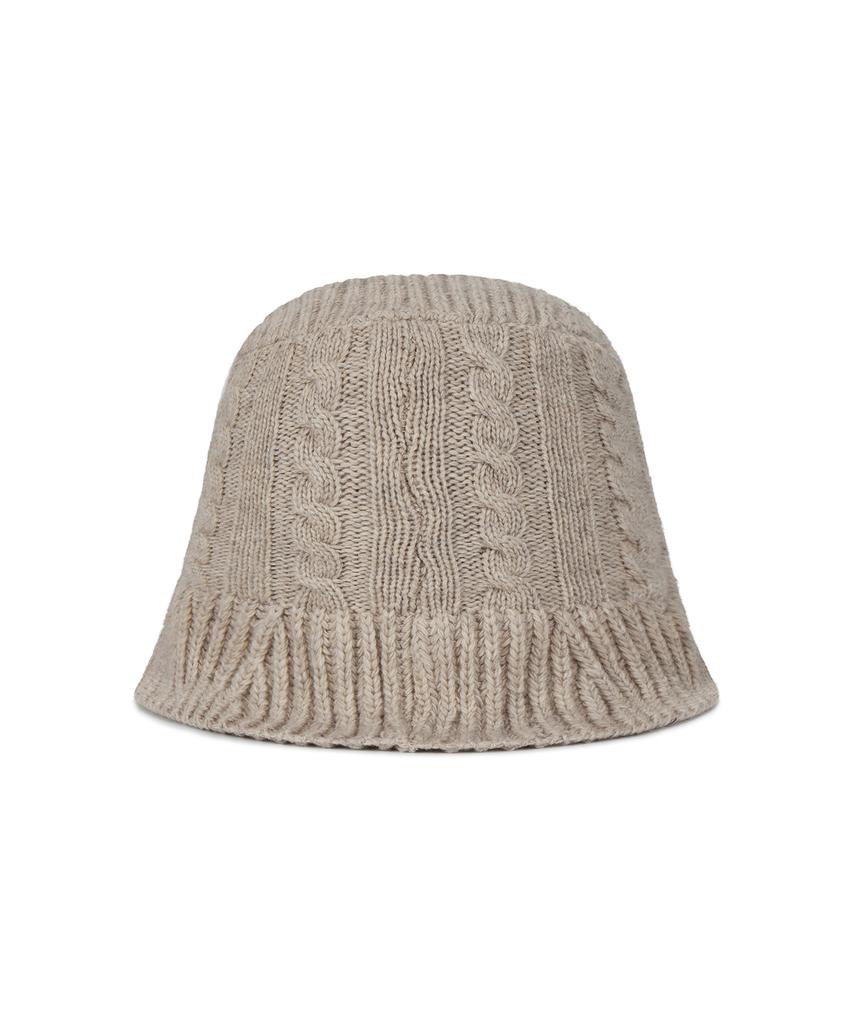 Bajal Va Applique Cable Knit Bucket Hat Beige