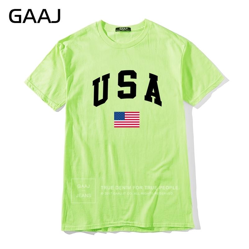 GAAJ USA America Flag Men T Shirt Top High Quality 100 Cotton Tshirts For Man Tshirt Printed Brand Clothing Casual Streetwear