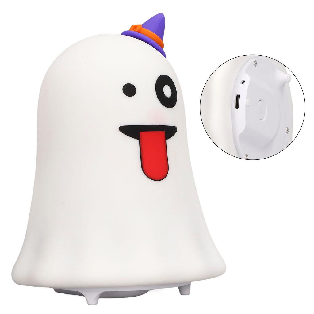LED Cute Night Lamp Ghost Shaped 7 Colors Light USB Charging Silicone and ABS Bed Light for Kids