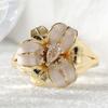 Aesthetic Inlaid White CZ Enamel Flower Women's Ring Trendy Gold Color Hand Carving Daily Wear Party Jewelry Anniversary Gift