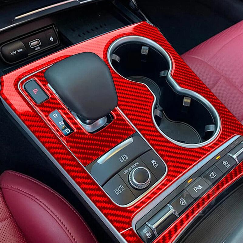 For Kia Stinger 2018-2023 Real Carbon Fiber Car Center Console Gear Shift Trim Panel Cover Car Interior Accessories LHD/RHD