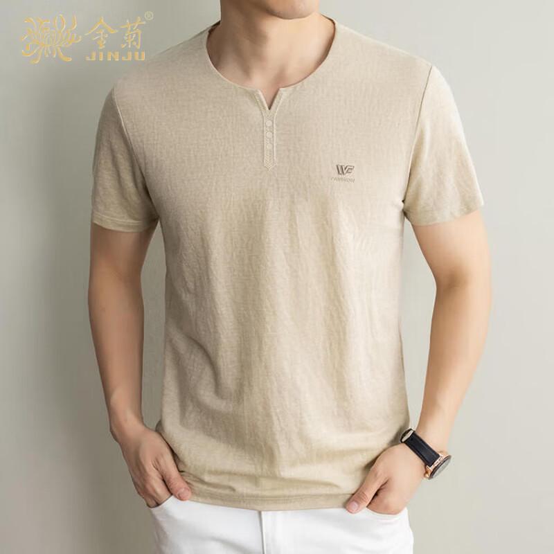 Men's Summer Linen Blend V-Neck T-Shirt