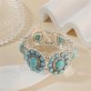 Retro Türkis Boho Armband: Ethno-Stil, 925 versilbert, Naturstein, trendiger Damenschmuck