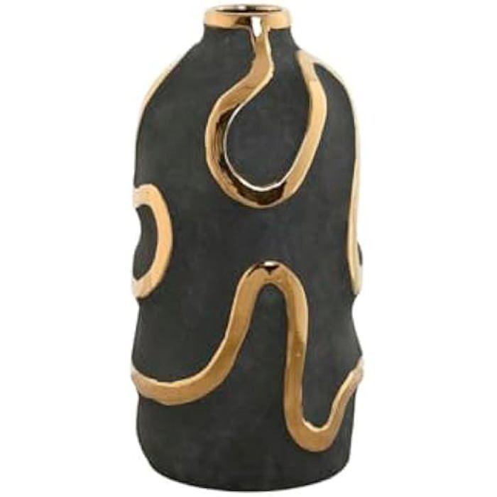 Vase décoratif - HOME ESPRIT - Abstrait Moderne - Gris doré - 17 x 17 x 35 cm - Multicolore