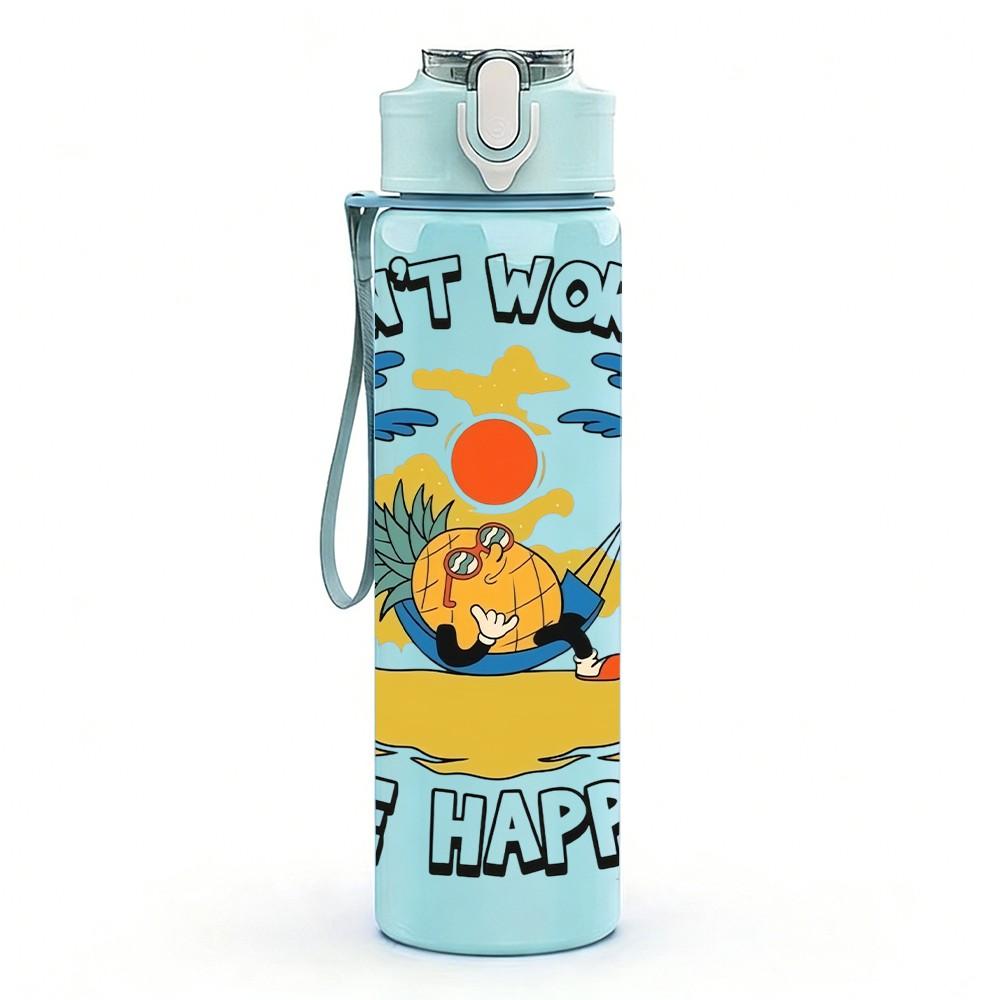 1PC Fort Myers Beach Happy Summer Graphic 750ml Color Plastic Sports Water Bottle Leakproof Flip Straw Lid Suitable for Sports Office Home Use