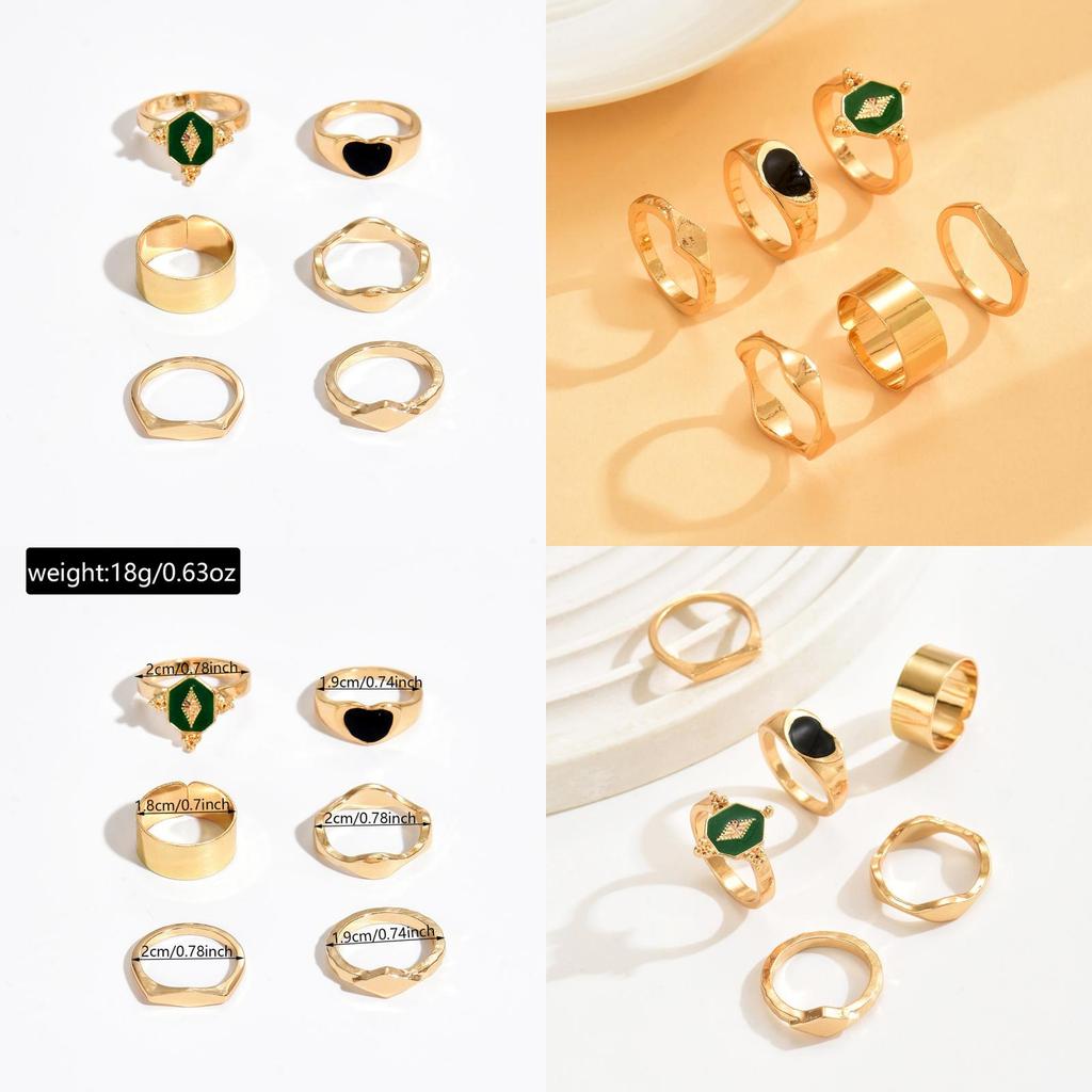 Geometric Heart Ring Jewelry Pack For Women With Electroplated Finish