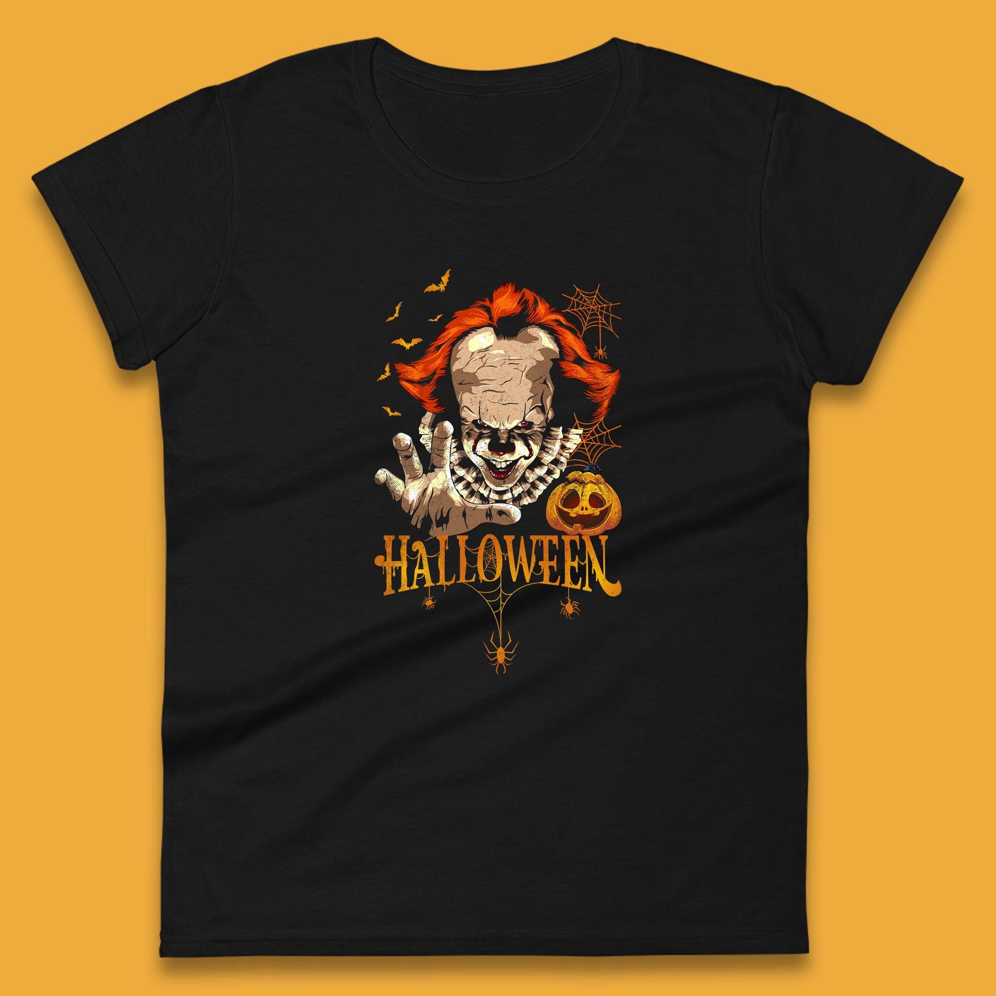 Halloween IT Pennywise Clown Horror Scary Movie Fictional Character Womens Tee T Shirt Mens Tops Unisex Top S