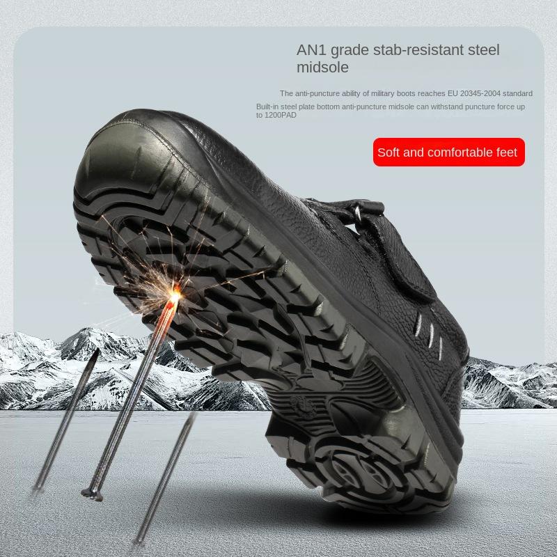 Labor Insurance Shoes Wear-resistant Shoes Summer Men's Breathable Deodorant Non-slip Leather Steel Head Shoes