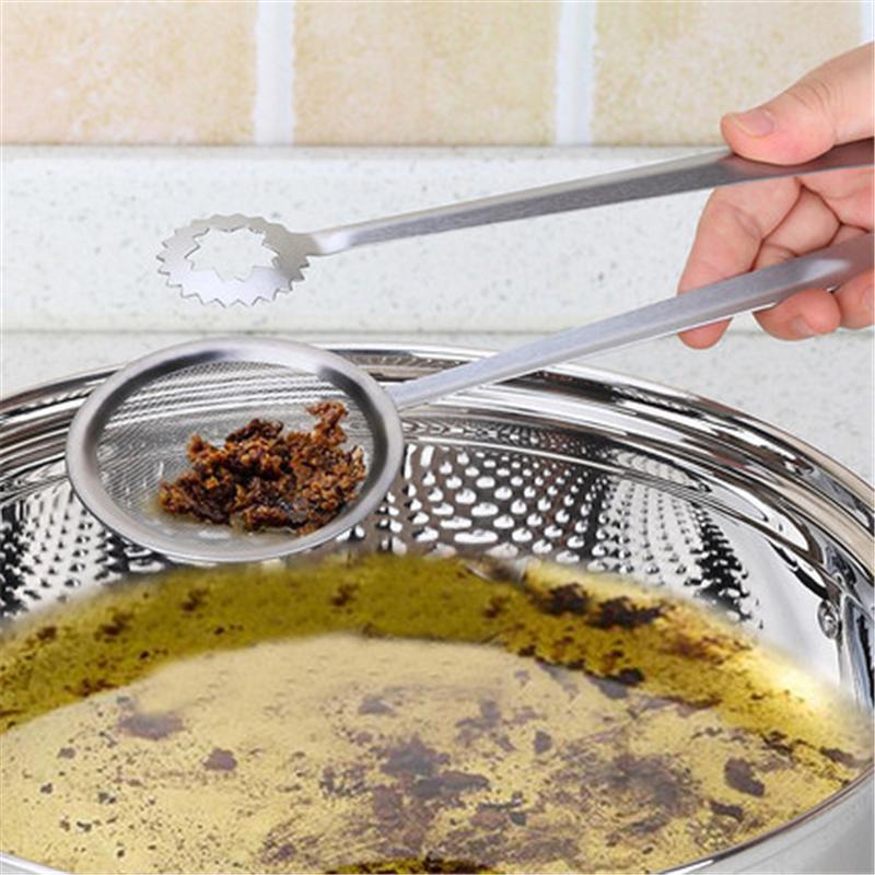 1PCS New Food Tg Clip Stainless Steel Cooking Frying Oil Strainer Colander Wire Fine Filter Mesh Spo Fried BBQ Salad Clip